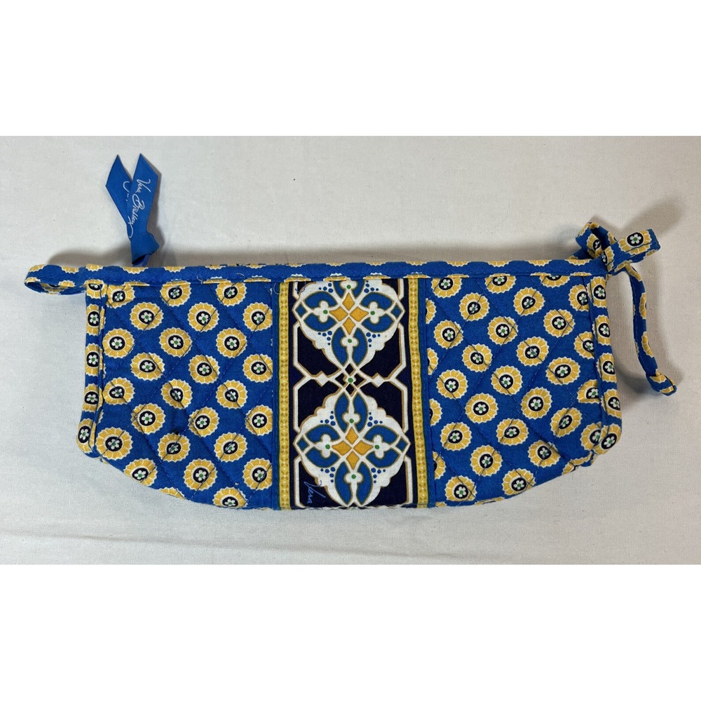 Vera Bradley Riviera Blue Small Bow Zip Cosmetic Bag Retired 2008
